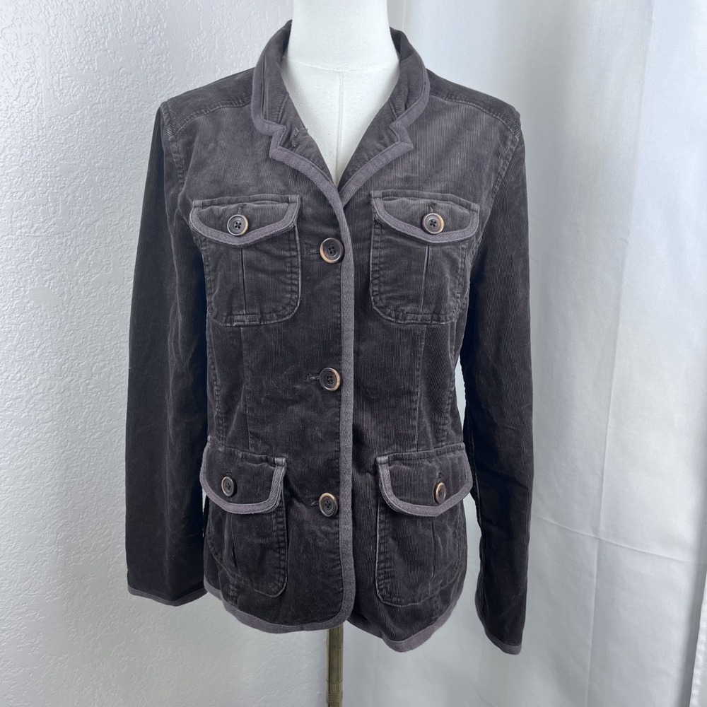 LL Bean Jacket Womens Small Petite Brown Corduroy Barn Equestrian Academia Y2K
